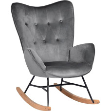 39F Furniture Dream Scandinavian Velvet Rocking Chair Upholstered in Grey with Wooden Rocker and Black Metal Frame Modern Accent Chair for Living Room Kids Room Bedroom Green 68x87