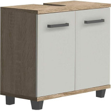 FORTE Veris Vanity Unit with 2 Doors, Wood-Composite Sonoma Oak / White High Gloss, 62 x 68.6 x 34.8 cm