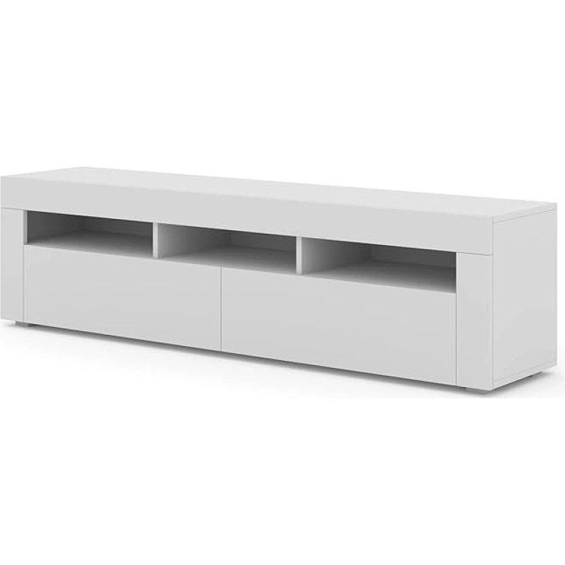 BIM Furniture Moreno Lowboard TV Cabinet, 160 cm, Hanging or Standing, Universal Base Cabinet, TV Board, Sideboard, HiFi Table, Hanging Cabinet (Matte White)