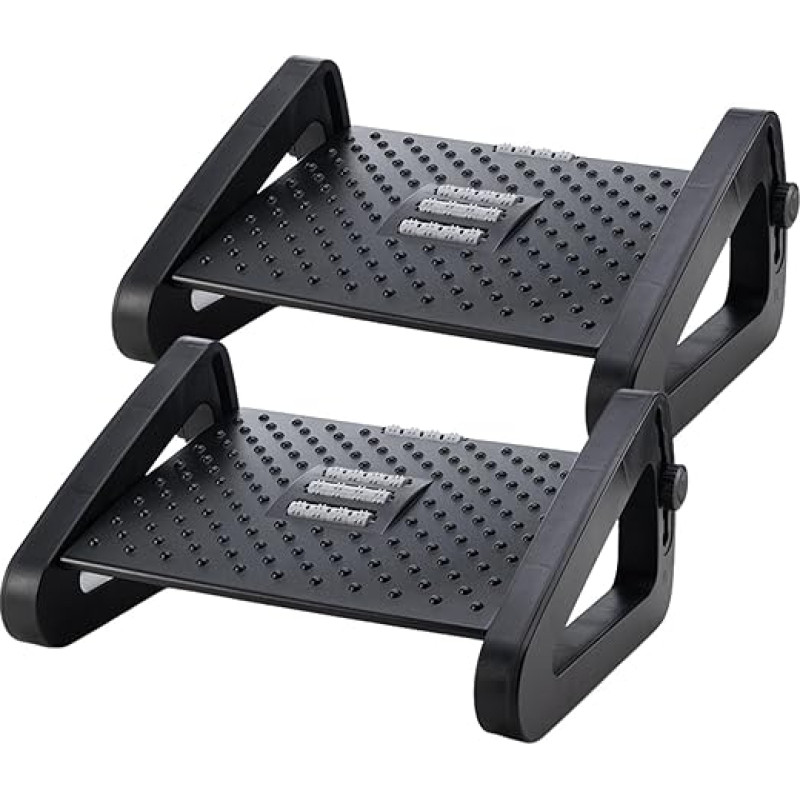 BUDDLEY Ergonomic Footrest for Office or Home Office – Set of 2 – Many Different Variations – Footstool for Desk, Black, Adjustable (6 Positions)