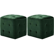 vidaXL 2 x Pouf Footstool Seat Pouf Footstool Seat Cube Footstool Ottoman Upholstered Stool Green 30 x 30 x 30 cm Velvet Fabric