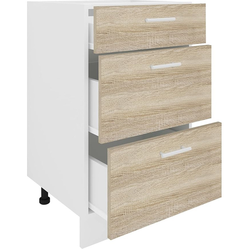 VCM Esilo Kitchen Cabinet Width 50 cm Drawer Base Cabinet Kitchen Furniture White / Sonoma Oak