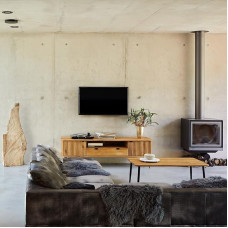 Living Room Set of 2 in Solid Oiled Oak Lowboard Coffee Table Soft Close Grooved Front Modern Solid Wood Furniture