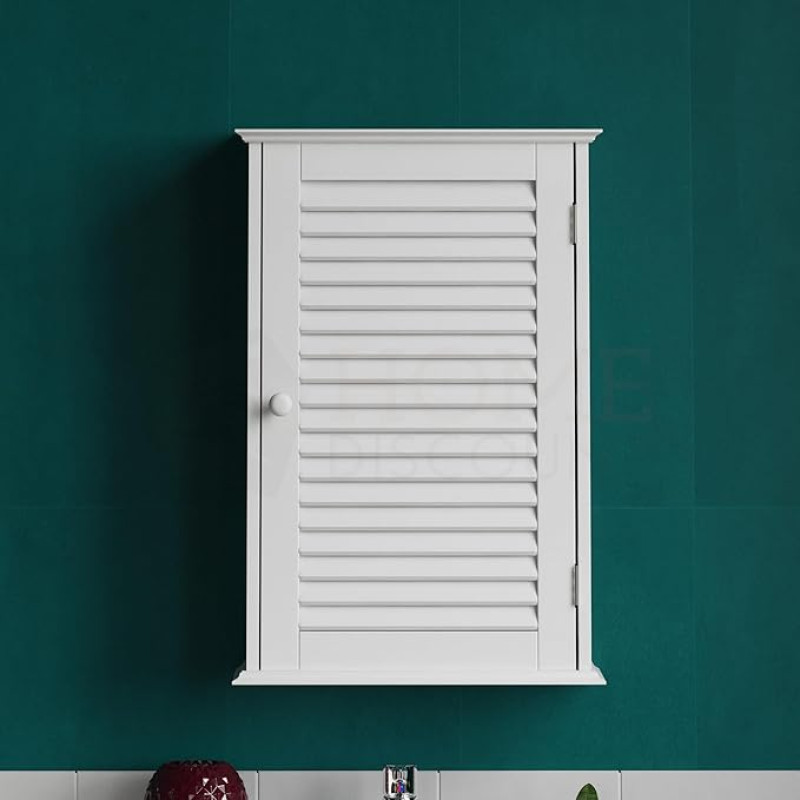 Home Discount® Bathroom Cabinet Single Door Shutter Wall Mounted Storage, White