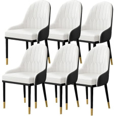 LHOONBB Modernes gepolstertes Küchen-/Esszimmer-Set mit 6 Beistelltischen, Wohnzimmer-/Küchenmöbeln mit weichem PU-Lederbezug, Sitzkissen und Metallbeinen
