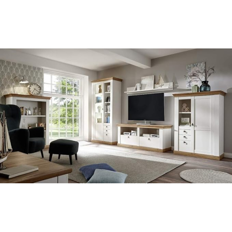 Côte d'Azur Living Combination, Pine White/Wotan Oak NB, Set of 5, Living Room Set, Living Room Set, Living Room Combination, Living Design without Lighting