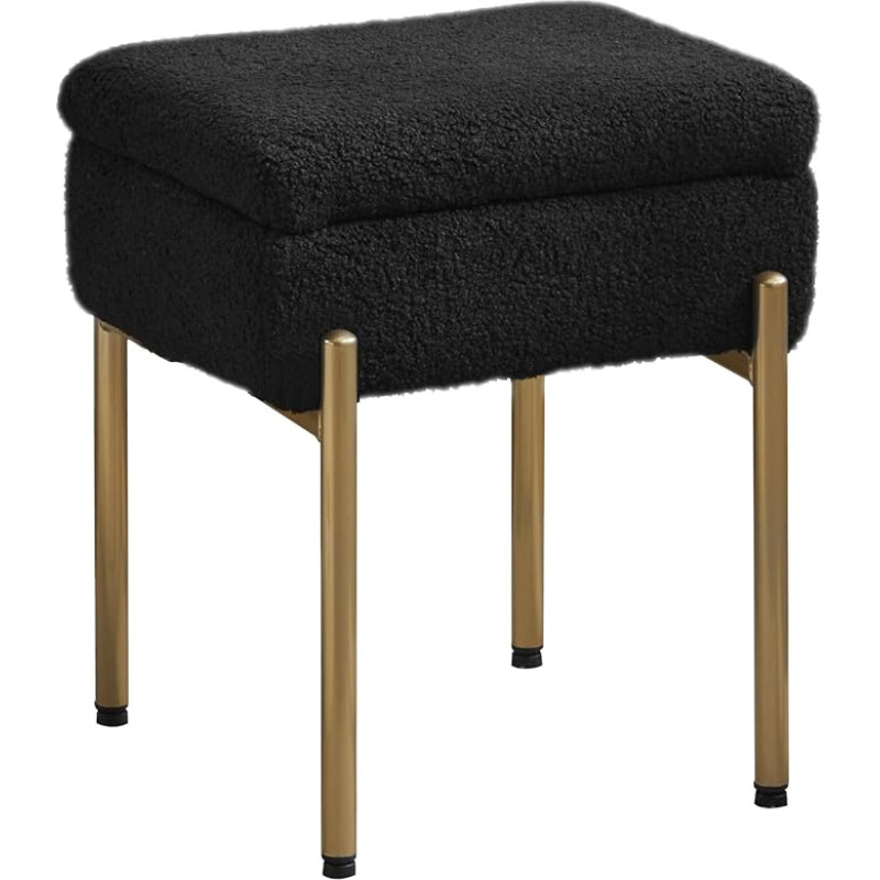 QLHousesuoH Vanity Stool Chair, Small Ottoman Stool with Storage, Vanity Stool Ottoman with Storage Bench, Vanity Stools with Metal Legs, Storage Ottoman Modern Multifunctional Chairs (Black)