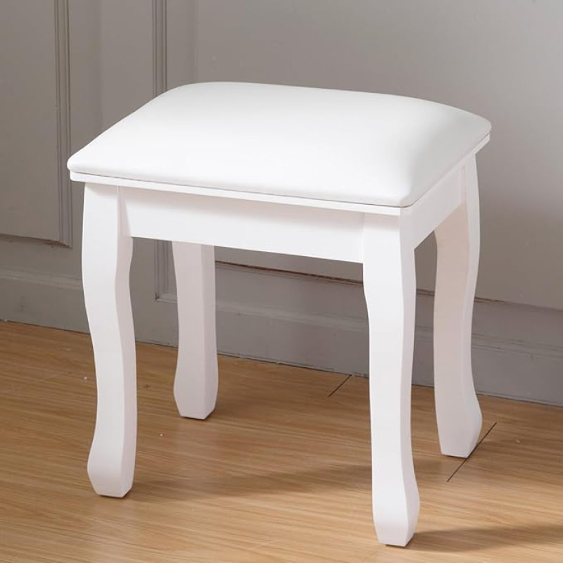 AVGVLIJ Schminkhocker, gepolsterte Make-up-Stuhl-Bank mit Massivholzbeinen, Schminktisch-Sitz, niedliche Schminktischhocker mit Kissen, moderner Fußhocker, Ottomane für kleine Räume, Wohnzimmer