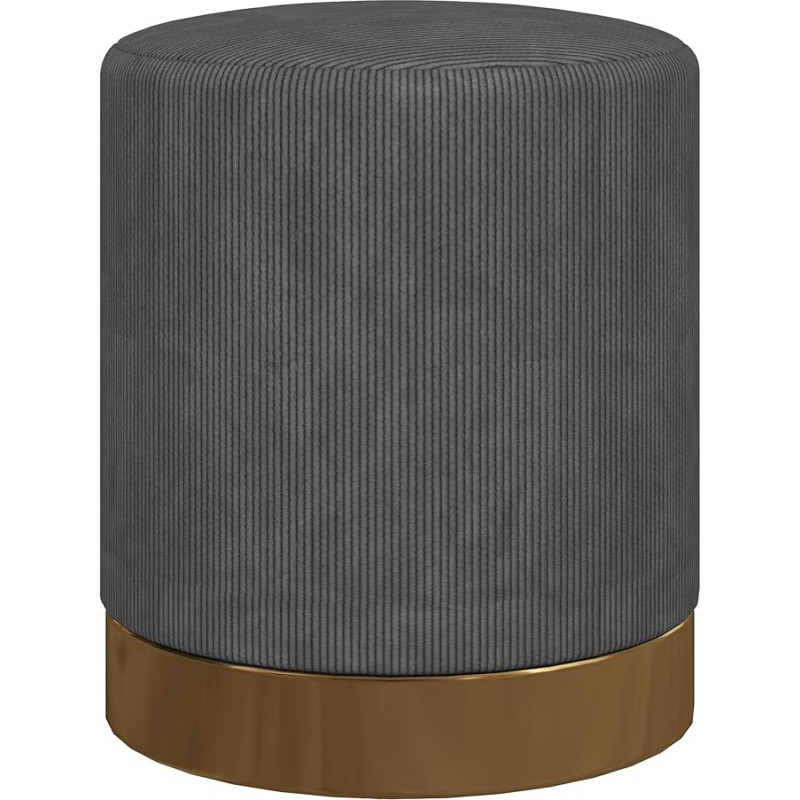 HOMCOM Modern Round Foot Stool Corduroy Fabric Upholstered Footstool with Padded Seat for Living Room Entrance Area Charcoal