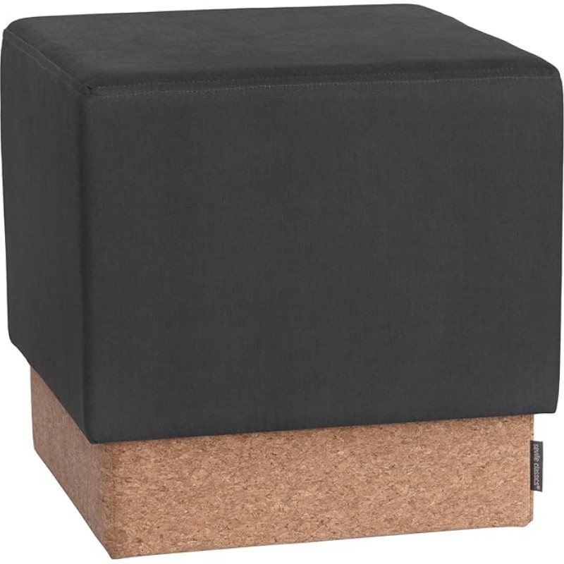 Seville Classics Upholstered Fabric Ottoman Hidden Storage Footrest Chair Padded Seat for Bedroom Dorm Attic Living Room Entrance Hallway Cork/Steel Grey