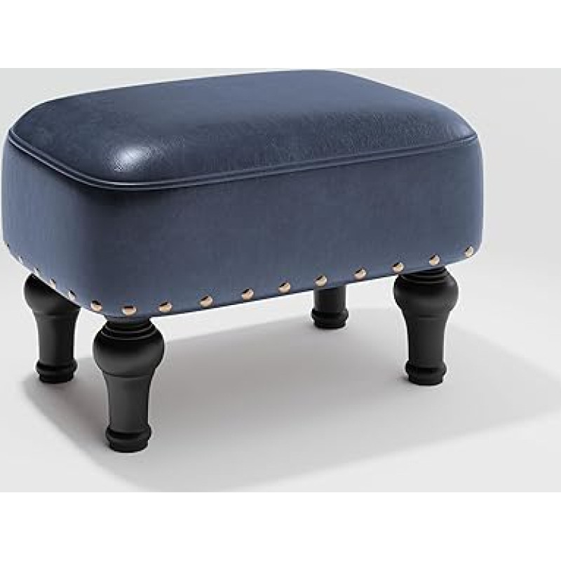 Cmishe Leather Ottoman Footrest with Thicker Foam Padded Seat Footstool with Wooden Legs
