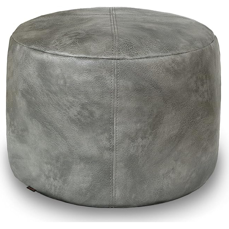 Thgonwid Unfilled Faux Leather Pouf Cover Handmade Footstool Ottoman Storage Solution Floor Footrest Cushion 16.5