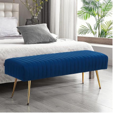 Furniliving Bedroom Bench Velvet Ottoman Bench with Skin Friendly Velvet 44
