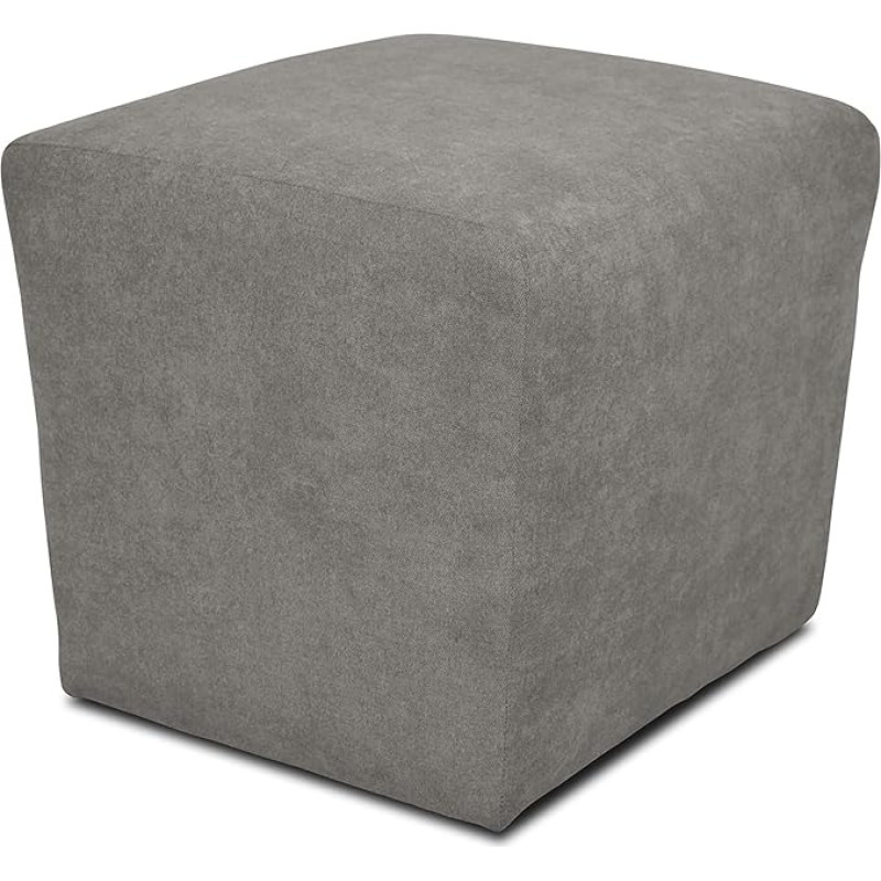 DOMO. collection Bob Ottoman Stool 46 x 46 x 43 cm (W x D x H) Woven Fabric Silver