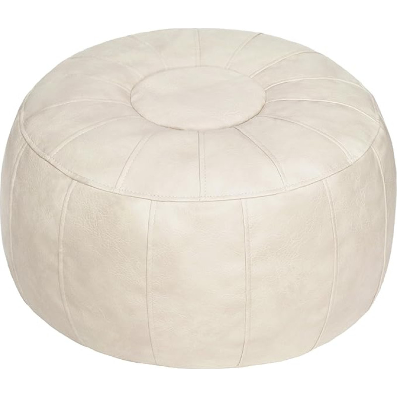 Thgonwid Ungefüllter marokkanischer Ottoman-Pouf-Bezug, Ottoman-Fußhocker, Aufbewahrungslösung, Sitzsack-Stuhl, Fußstütze, Beige