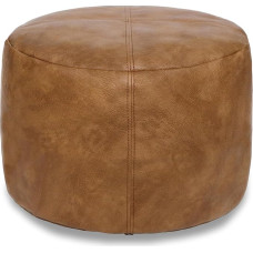 Thgonwid Unfilled Faux Leather Pouf Cover Handmade Footstool Ottoman Storage Solution Floor Footrest Cushion 16.5