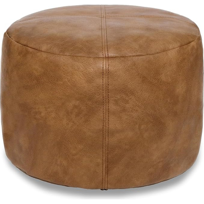 Thgonwid Unfilled Faux Leather Pouf Cover Handmade Footstool Ottoman Storage Solution Floor Footrest Cushion 16.5