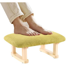 Xpnit Wooden Footstool Upholstered Small Green Fabric Low Step Stool Padded Chair Stool for Living Room Bedroom (Green)