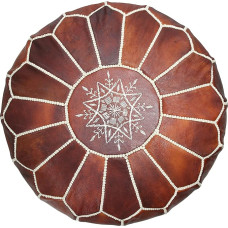 Marrakesh Style Beautiful Original Dark Brown Moroccan Leather Pouf Natural Leather Poufs Home Gifts Wedding Gifts Unfilled (Dark Brown)