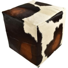 generisch Cowhide Stool Brown / White Seat Cube Made of Real Cowhide in Brown / White with Solid Foam Cube