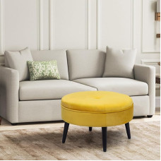 Joveco Yellow Fabric Round Footrest