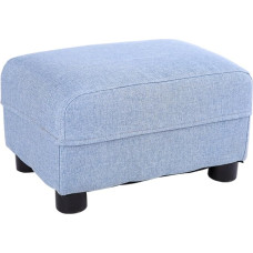 Small Ottoman Footstool, Padded Footstool Solid Wood Shoe Change Stool Seat with Removable Linen Fabric Cover Blue