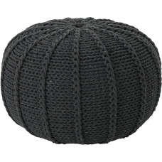 Christopher Knight Home Agatha Knitted Cotton Pouf, Dark Grey