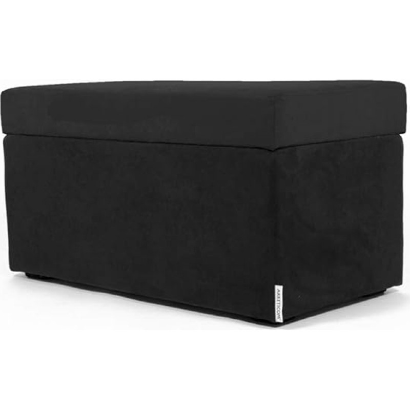 Arketicom Pandora Footstool with Storage Option, Microfibre, Adjustable Design, Black, 84 x 42 cm