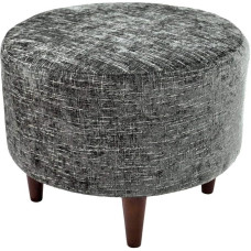Mjl Möbel Designs Sophia Collection Atlas Serie Moderne Runde Ottomane, Stahl/dunkelgrau/Beine aus Holz