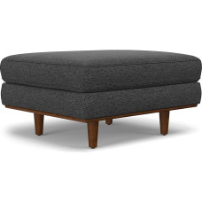 SIMPLIHOME Morrison 84 cm Wide Mid-Century Modern Ottoman in Charcoal Grey Woven Blend Fabric for Living Room, Entryway and Family Room