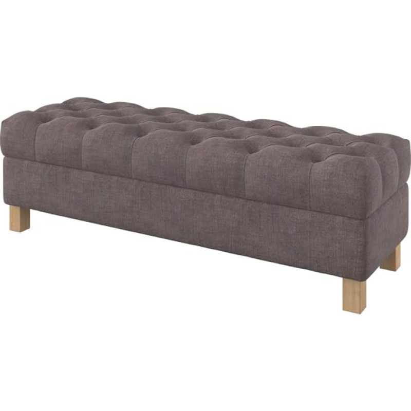 Furninero - Deep Upholstered Bench Stool Seat Rest Bed Stool Ottoman with Storage Space Square Legs 140 cm Wide Softi Chocolate Fabric (Water-Repellent), Brown