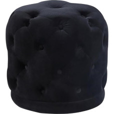 Meridian Furniture Harper Collection Modern Velvet Ottoman Stool with Deep Buttons, Solid Wood Frame, Black, 18