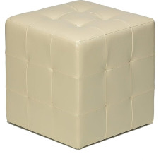Cortesi Home Braque Tufted Cube Ottoman, Ivory