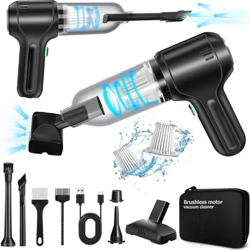 DiliDala aku käsipuhasti, 18000PA kaasaskantav käsipuhasti autole, 4 in 1 tolmueemaldus & õhupuhasti & käsipump & puhutav, mini käsipuhasti autole, koju,