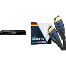 Panasonic DP-UB824EGK UHD Blu-ray mängija (4K Blu-ray Disc, 4K VoD, 2X HDMI, USB, 7.1 analoogväljundid) & KabelDirekt - 2 m - 8K HDMI 2.1 ülikiire HDMI kaabel, sertifitseeritud (sinine/must)