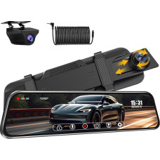 Peegel Dash Cam koos tagantvaate kaameraga Dual 1080P Dash Cam auto eesmine tagumine 170 ° + 140 ° laia nurga tagantvaate peegel Dash Cam auto kaamera 10-tollise IPS puuteekraaniga WDR öönägemine Loop salvestamine