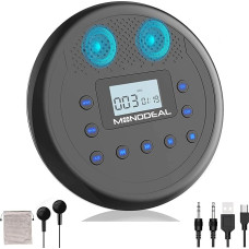 Kaasaskantav CD-mängija, MONODEAL laetav CD-mängija sisseehitatud kõlaritega, Discman CD-mängija lastele/autole/õpilastele/täiskasvanutele, kõrvaklappidega CD-mängija koos kõrvaklappidega.