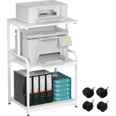 3-tasandiline printeri statiiv, printeri laud ratastega, metallist printerikäru, printeri riiul kontorisse, koju, kooli ja õppetööle, printerikapp faksile, koopiamasinale, skannerile (puhas valge)