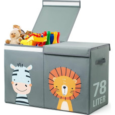 Tutifu kokkupandav mänguasjakast hall kaanega ja 78-liitrise mahutavusega. Parandatud versioon. Laste hoiukast, mängukastid, laste mänguasjade kast, ei sobi istumiseks.