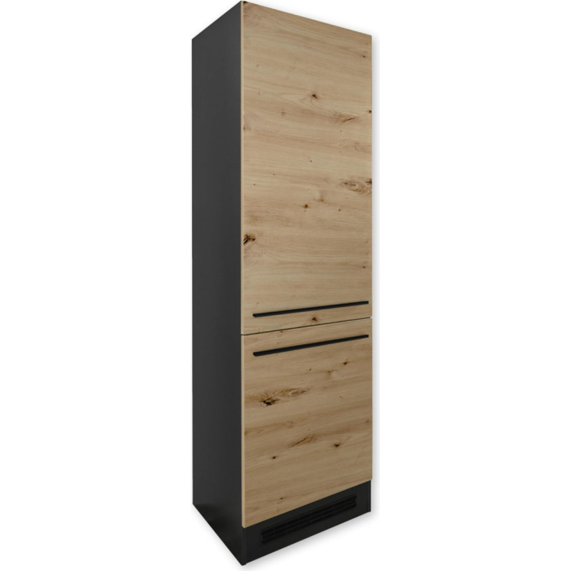 Jazz 8 kaasaegne sisseehitatud külmikukapp antratsiit, Artisan Oak Look - ruumikas kõrge köögikapp, kus on palju hoiuruumi - 60 x 211 x 57 cm (B x K x S)