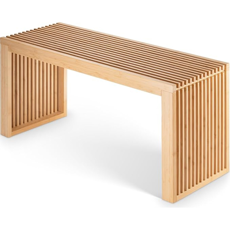 BAM BOO BOX Bambuspink - tugev puidust pink ilma seljatoeta koridori, vannituppa, kööki, söögituppa või magamistuppa - väike puidust pink 90 x 33 x 43 cm - maksimaalne koormus 250 kg