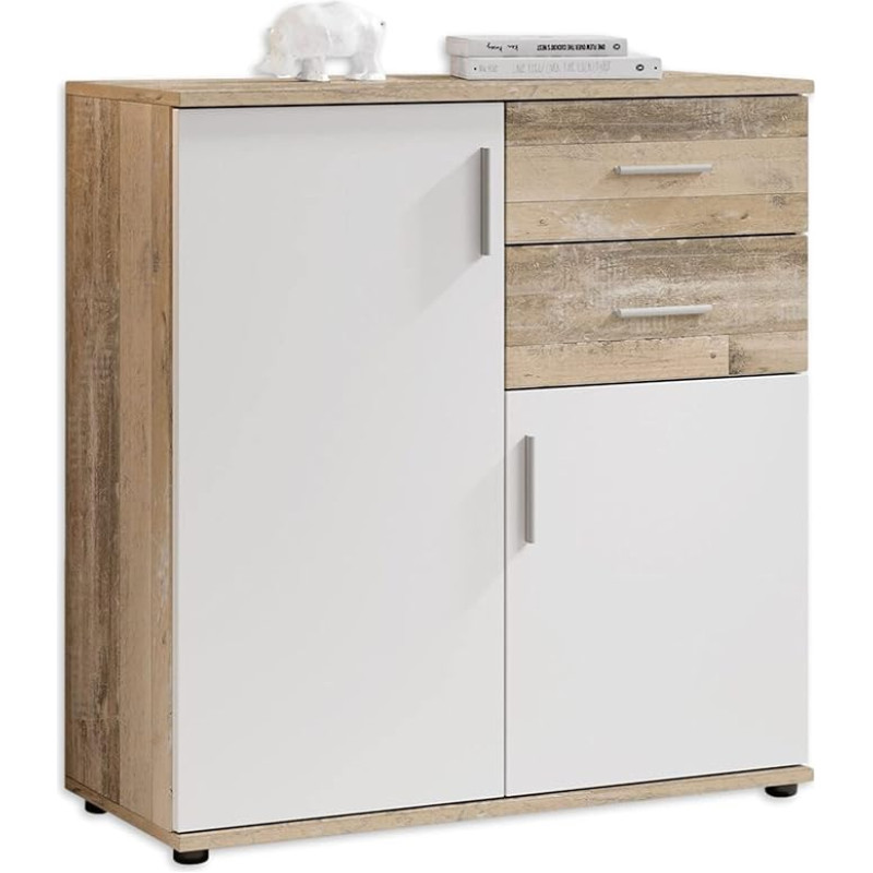 Bobby sahtlikapp vanas stiilis välimusega, valge, kaasaegne riidekapp, mis pakub palju hoiuruumi teie elutuppa, 80 x 82 x 35 cm (B x K x S)