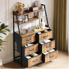 Coleshome kapp magamistuppa 6 riidest sahtliga, 3-astmelise töölauaga kapp, sobib magamistuppa ja elutuppa, 80 x 28,5 x 122 cm, retro värvi