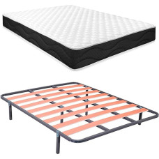 Homey Sleep Pro komplektvoodi koos pöördmadratsi + padjaga + jalaga liugurpõhi, legeeritud teras, hall, 150 x 190 cm