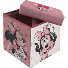 Superdiver - Minnie Mouse Storage Box and Stool - Official Licensed Disney - 30 x 30 x 30 cm - Foldable Pouf with Padded Lid - Toy Organiser