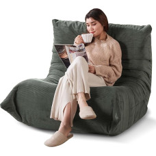 Large Bean Bag with Memory Foam & Cord - Adult Bean Bag Sofa as Togo Chair, Boneless Chair, Floor Sofa for Living Room, Bedroom, Balcony, Ideal for Reading & Relaxation (Green)