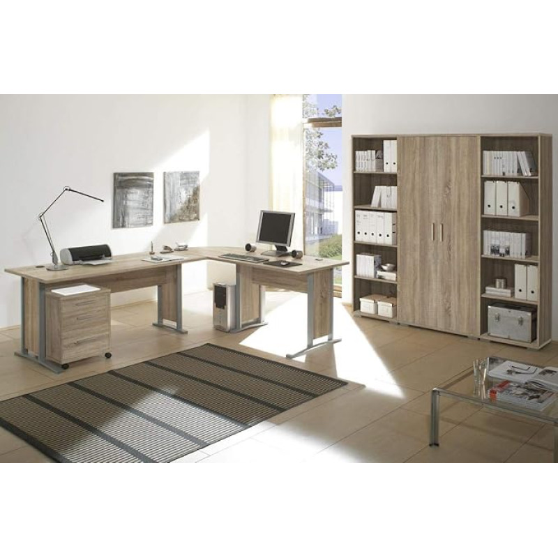 Study Room Complete Set Office Furniture Office Line 5-Piece Set 2 Sonoma Oak 5-Piece Office Set Desk Angle