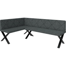 FURNISTAR Akiko Metal X Corner Bench Set for Your Dining Room, Kitchen, Modern, Sitting Area, Dining Nook. Perfect for Kitchen, Office and Reception. Solid and Strong Workmanship. (128 x 196 Left