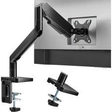 PUTORSEN Monitor Mount up to 45 Inches (Flat: 16 kg / Curved: 13 kg) - Height-Adjustable Swivel Arm with Tilt & Rotation, VESA 75 x 75/100 x 100 mm, Desk Mount for Flat and Curved Screens