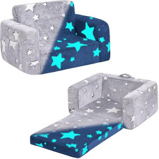 YOTATING 2-in-1 Kids Sofa Chair, Glow in the Dark Convertible Toddler Chair to Turn Off Kids Sofa Chair Rattling Holder Chair for Girls or Boys